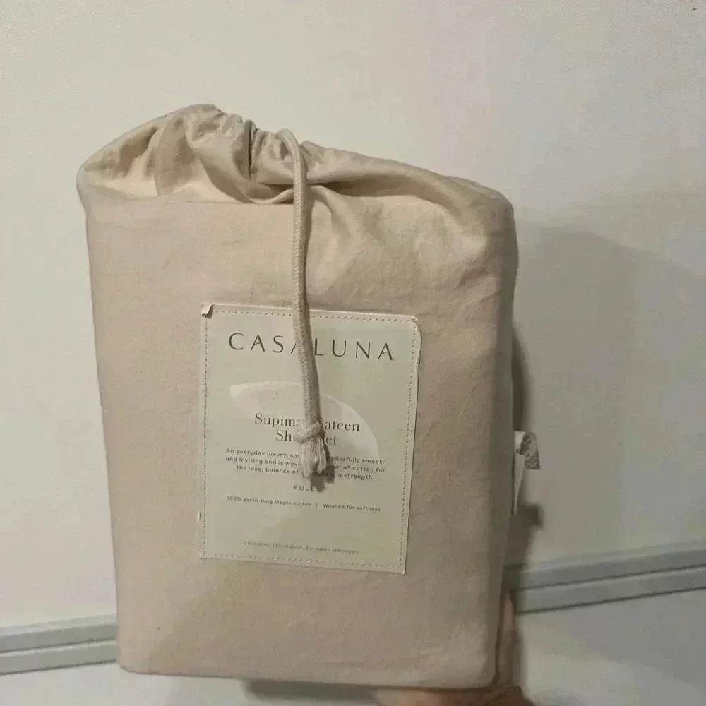 NWT Full 500 Thread Count Washed Supima Sateen Solid‎ Sheets - Casaluna